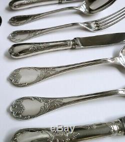 CHRISTOFLE France'MARLY 100 Piece CUTLERY SET For 6. Silver Plate Flatware
