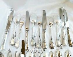 CHRISTOFLE MARLY FRANCE 24 pcs TABLE SET COMPLETE FLATWARE DINNER KNIVES NEW