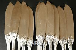 CHRISTOFLE MARLY Fish set 12 knives / Couteaux à poisson Silver plated FRANCE