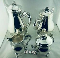 CHRISTOFLE MARLY Silver Plate Tea Coffee set Louis XV 4 Pcs TOP CONDITION! N°2