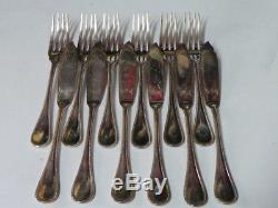 CHRISTOFLE PERLES FISH SET FOR 6 PERSONS brillant luster