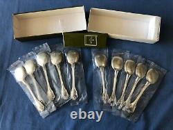 CHRISTOFLE Paris PORT-ROYAL Set of 10 Ice-Cream Spoons Silver-plated 6 NEW