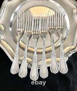 CHRISTOFLE SILVERPLATED ANTIQUE CROSSED RIBBONS LARGE FORKS SET OF 6 pcs