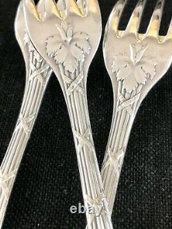 CHRISTOFLE SILVERPLATED ANTIQUE CROSSED RIBBONS LARGE FORKS SET OF 6 pcs