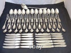 CHRISTOFLE VENDOME Complete Table Dinner set 12 Place settings 49 pieces -Shell
