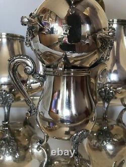 CHRISTOFLE silver plated Coffee Tea sugar creamer set 4 MARLY Louis XV + Tray