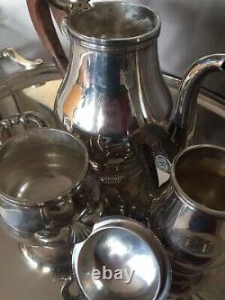 CHRISTOFLE silver plated Coffee Tea sugar pot creamer set France