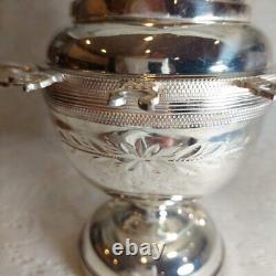 COLUMBIA Silverplate Spooner Sugar Bowl & 6 Rogers Teaspoons 1847