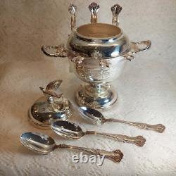 COLUMBIA Silverplate Spooner Sugar Bowl & 6 Rogers Teaspoons 1847