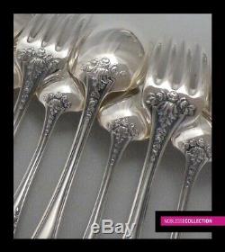 COMPLETE ANTIQUE 1900s FRENCH SILVER PLATE FLATWARE SET FORKS SPOONS LADLE 37pc