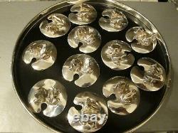 CONTEMPORARY EMILIA CASTILLO SILVERPLATE SET of 12 FROG PLACE CARD HOLDERS