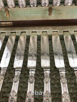 Canteen Of Victorian Silver Plated Fruit/dessert Knives & Forks (setting For 12)