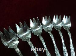Cardinal Silverplate Ice Cream Fork Set 1907 Wallace Flatware Lot of 6 Mono