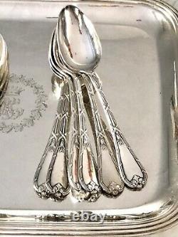 Christofle Antique Crossed Ribbons Silverplated Set Of 12 Tea/coffee Spoons