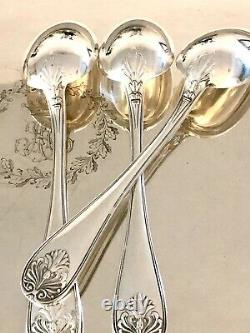 Christofle Antique Empire Malmaison Silverplated Large Spoons Set Of 6 Pcs