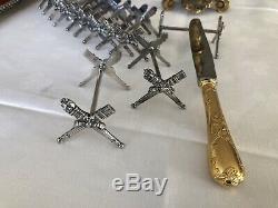Christofle Antique Silver Plated Empire Rare Set Of 12 Knife Rest