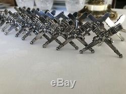 Christofle Antique Silver Plated Empire Rare Set Of 12 Knife Rest