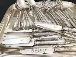 Christofle Antique Silver Plated Rare Set 37 Pcs For 12 People