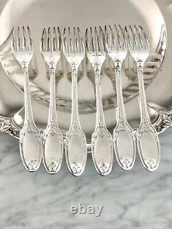 Christofle Antique Silver-plated Marie Antoinette Set Of Forks 6 Pcs