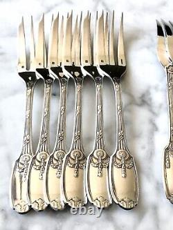 Christofle Antique Silverplated Delafosse Pastry/cakes/pie Forks Set Of 12 Pcs
