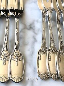 Christofle Antique Silverplated Delafosse Pastry/cakes/pie Forks Set Of 12 Pcs