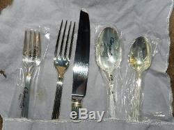 Christofle Aria Gold Accent Silverplate with Gold Rings 2 FULL 5 PIECE SETS