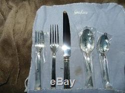 Christofle Aria Gold Accent Silverplate with Gold Rings 2 FULL 5 PIECE SETS