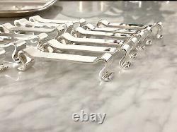 Christofle Art Deco Modernist Silverplated Knife Rest Set 12 Pcs By Luc Lanel