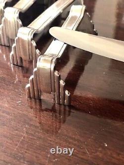 Christofle Art Deco Modernist Skyscraper Silver Plated Knife Rest Set Of 6 Pcs