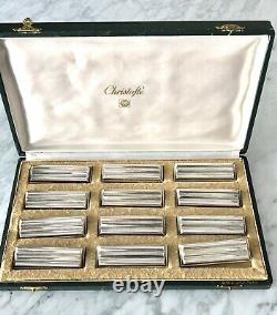 Christofle Art Deco Silver Plated Set 12 Knife Rest Ondulation By Luc Lanel