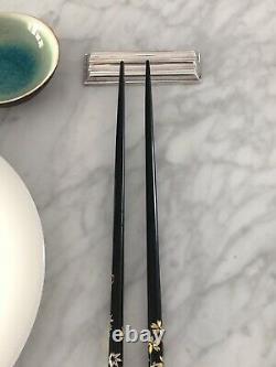 Christofle Art Deco Silver Plated Set 12 Knife Rest Ondulation By Luc Lanel