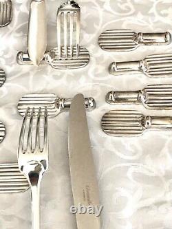Christofle Art Deco Silverplated Knife Rest Set 12 Pcs By Luc Lanel'raquette