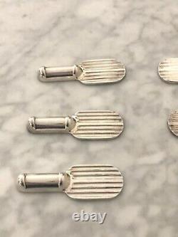 Christofle Art Deco Silverplated Knife Rest Set 6 Pcs By Luc Lanel'raquette