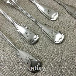 Christofle Chinon Large Dinner Table Forks Set of 6 Antique French Silver Plate