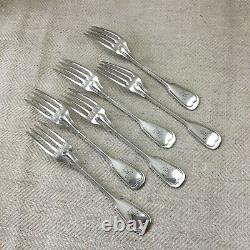Christofle Chinon Large Dinner Table Forks Set of 6 Antique French Silver Plate