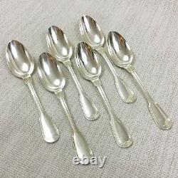 Christofle Chinon Large Table Spoons Set of 6 Vintage French Silver Plate