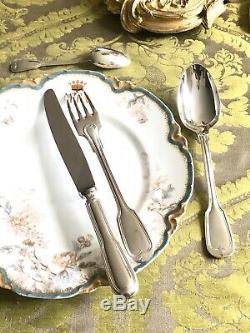 Christofle Chinon Silverplated Flatware Set 49 Pcs 12 People Excellent