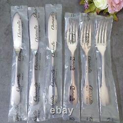 Christofle Cluny Fish Knife Fork Unopened 6pcs Silverplate Flatware Brand New