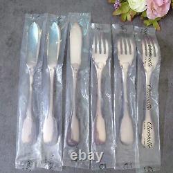 Christofle Cluny Fish Knife Fork Unopened 6pcs Silverplate Flatware Brand New