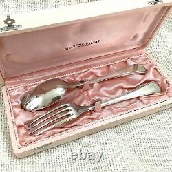Christofle Cutlery Set Christening Baptism Silver Plated AMERICA Pink Baby Box