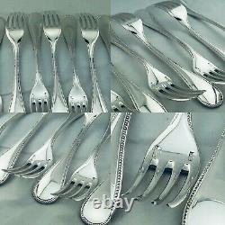 Christofle Flatware PERLES Table Dinner set Silver plate 61 pcs 12 Pers BOX TOP