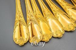 Christofle France Marly Gold Pastry Forks Set of 12 6 1/4 FREE USA SHIPPING