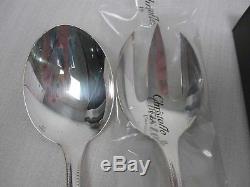 Christofle France Perles Silverplate 9 3/4 Salad Serving Set Fork & Spoon Mint