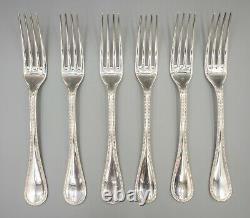 Christofle France Perles Silverplate Dinner Forks 8 1/8 Set of 6