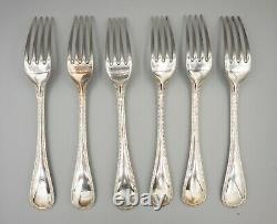 Christofle France Perles Silverplate Dinner Forks 8 1/8 Set of 6