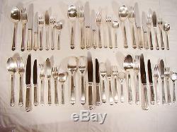 Christofle France Silverplate Flatware set for 6 persons 48pc ARIA, Antique 1930