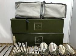 Christofle Gold Ring Silver Plate Dinner Set Flatware 50 Pieces