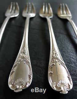 Christofle MARLY Sterling Oyster Forks Rare Set of 4 Antique France 1897