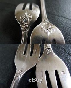 Christofle MARLY Sterling Oyster Forks Rare Set of 4 Antique France 1897