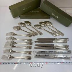 Christofle Malmaison 18 pieces Silver flatware table knife fork spoon Withbox F/S